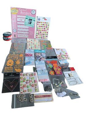 Scrapbooking & Craft Supplies Bundle Stickers Laser Borders Embellishments Ribbo